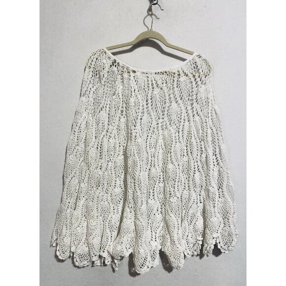 Original Anthony Cape Womens One Size White Crochet Lace Open Knit Scalloped Hem - Picture 3 of 6